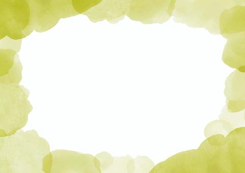 水彩フレーム_鶯色 鶯色,緑,水彩,フレーム,背景,グリーン,抹茶色,水彩画,手描き,絵の具のイラスト素材