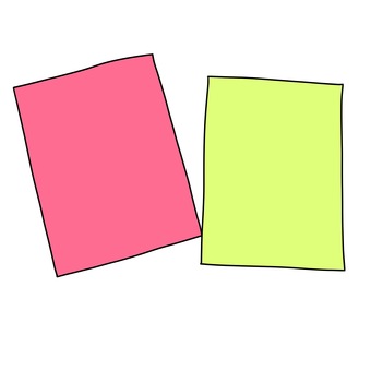 カラフルな付箋（ピンク・イエロー） 付箋,ふせん,メモ,紙,文房具,カラフル,ピンク,黄色,ノート素材,シンプルイラストのイラスト素材