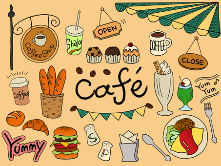 Illustration, cafe, coffee, soft drink, 
