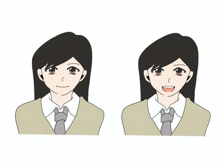 かわいい学生のイラスト かわいい,人物,綺麗,きれい,切り抜き,白背景,白バック,学生,中学生,高校生のイラスト素材