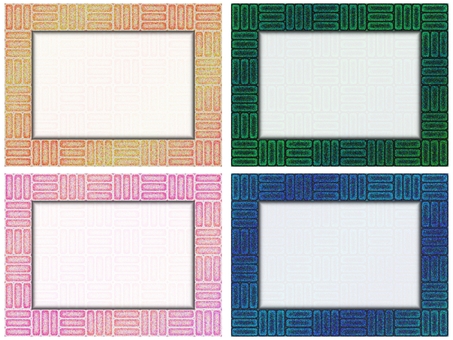 三崩し模様のフレ−ム　セット 三崩し模様,フレ−ム,ポストカード,メッセージカード,長方形,罫線なし,透け感,ザラザラ,ノイズ,柄のイラスト素材