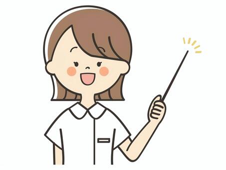 説明する女性看護師 看護師,介護士,説明,教える,解説,プレゼン,発表,ポイント,注目,誘導のイラスト素材