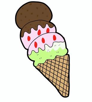 トリプルアイス アイス,アイスクリーム,スイーツ,デザート,甘味,３段アイスのイラスト素材