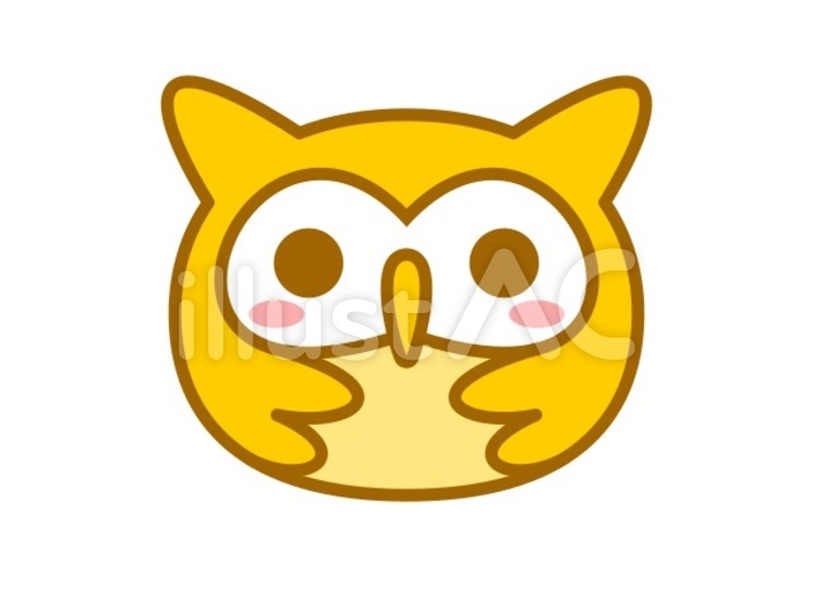 ミミズク　丸　黄 ミミズク,フクロウ,動物のイラスト素材