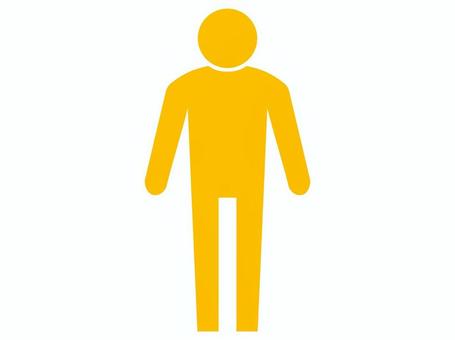 人物　黄色 人物,人,ピクトグラム,一人,黄色,シルエット,アイコン,立ってる人,立つ,棒立ちのイラスト素材