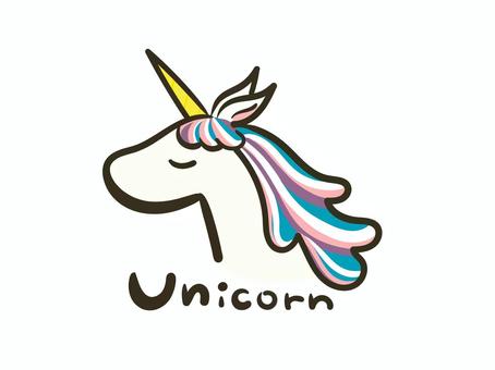 ゆるいユニコーンのイラスト(カラフル) ユニコーン,一角獣,伝説,馬,角,幻想的,神秘,スピリチュアル,空想,ファンタジーのイラスト素材