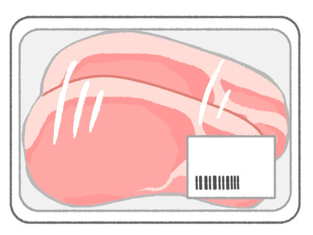 ラップ付きトレーに入った二枚の豚ロース 豚ロース,肉,ロース,トレー,豚肉,生肉,精肉,食材,食べ物,たんぱく質のイラスト素材