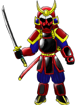 戦国時代の鎧武者　リメイク 鎧,甲冑,剣士,戦士,ファンタジー,勇者,rpg,ゲームキャラ,侍,武者のイラスト素材