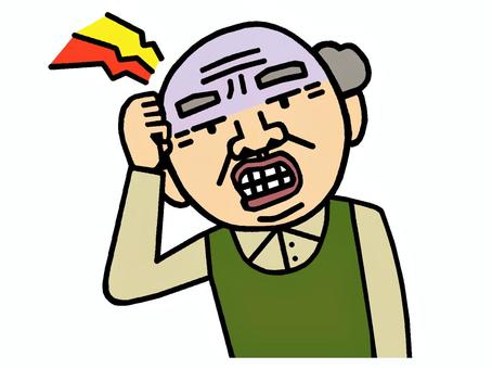 頭痛 頭痛,くも膜下出血,激痛,二日酔い,人物,男性,おじいちゃん,イラストのイラスト素材