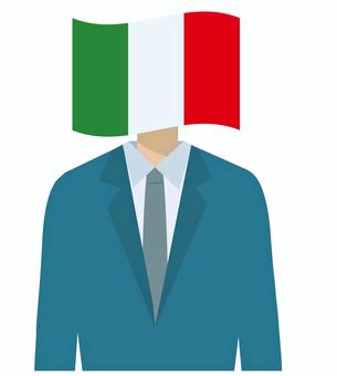 イタリア人のイメージイラスト イタリア,国旗,トリコローレ,ビジネスマン,スーツ,ネクタイ,シンボル,イラスト,ベクター,シンプルのイラスト素材