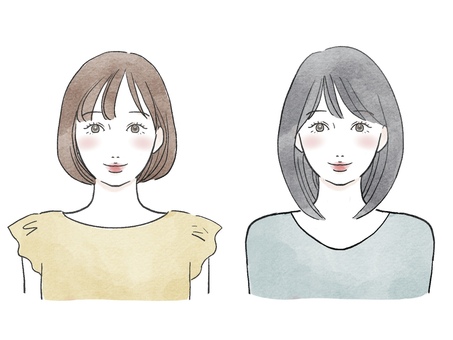 いろんなタイプの女性（バストアップ） 人物,女性,お客様の声,プロフィール,アイコン,30代女性,ミディアムヘア,ナチュラルメイク,笑顔のイラスト素材