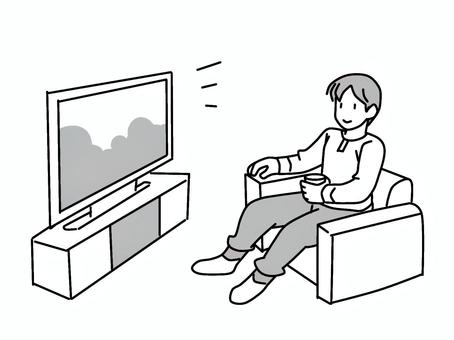 テレビを観る男性