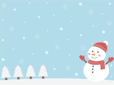 雪だるまの冬の背景 冬,雪だるま,フレーム,背景,クリスマス,雪,空,コピースペース,イベント,メッセージのイラスト素材