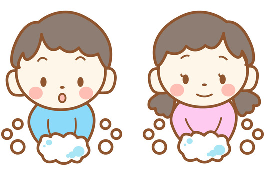 手洗いをする子どもたち 子ども,幼稚園,保育所,小学生,手洗い,衛生,制服,かわいい,シンプル,保健のイラスト素材