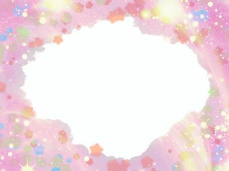 Star clouds Yume cute background frame / pink, frame, cloud, star, JPG and PNG