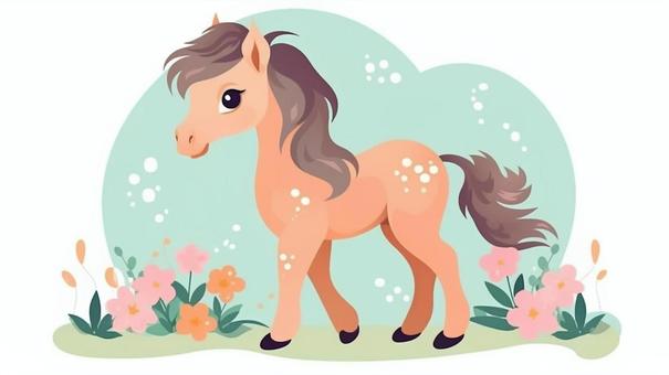 可愛いお馬さんと花畑