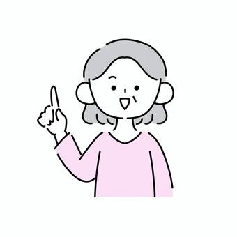 Illustration of a senior woman pointing and explaining, , JPG, PNG and AI