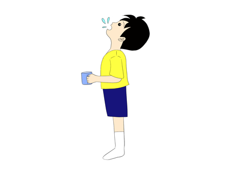 うがいをする男の子 うがい,男の子,衛生,生活,視覚支援,発達障害のイラスト素材