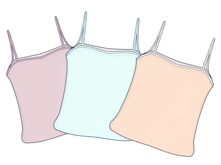 キャミソール3枚セット 女性用,レディース,下着,肌着,衣類,インナー,キャミソール,色違い,着替え,扇型配置のイラスト素材