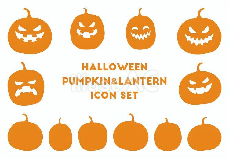 ハロウィンのかぼちゃのイラストセット 秋,ハロウィン,かぼちゃのイラスト素材