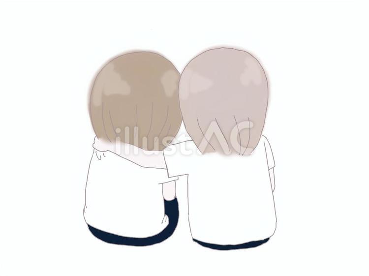 後ろ姿の女の子たち 慰める,励ます,女の子のイラスト素材