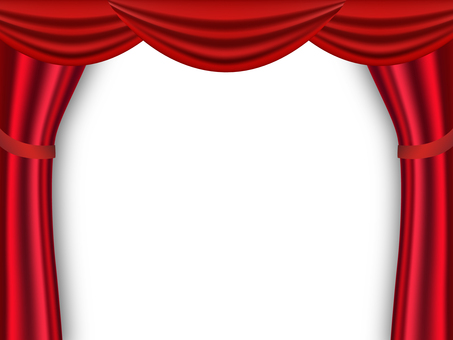 レッドカーテンのフレーム レッド,カーテン,緞帳,オペラカーテン,幕,ビロード,サテン,ステージ,赤,劇場のイラスト素材