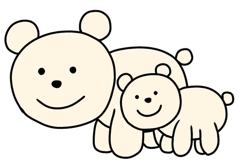 白熊の親子 白熊,親子,生き物,動物,北極,かわいい,手書きのイラスト素材