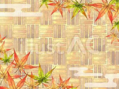 紅葉の和柄背景フレーム(三崩し)