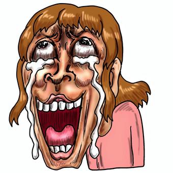 やけくそ気味に泣く女性 泣く,残念,オワタ,悲しい,ショック,やけくそ,泣き顔,シクシク,失敗,感情のイラスト素材