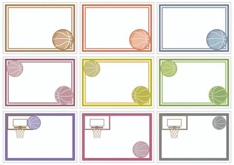 バスケットボール■メッセージカードセット バスケットボール,ボール,メッセージカード,メモ用紙,ゴール,スポーツ,イラスト,デザイン,セットのイラスト素材