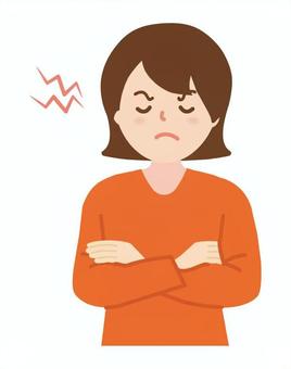 腕組みして怒る女性_上半身1 主婦,ママ,女,怒る,人物,女性,激怒,私服,お母さん,イラストのイラスト素材
