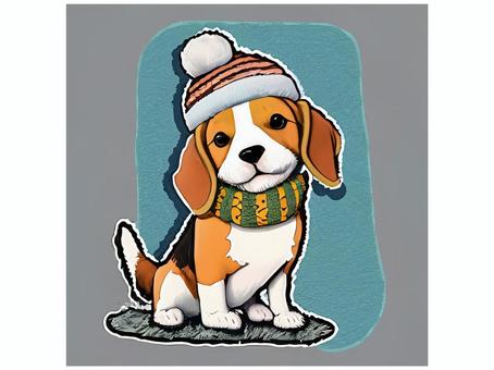 Beagle and woolen hat 15, , JPG and PNG