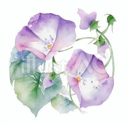 水彩タッチ 朝顔