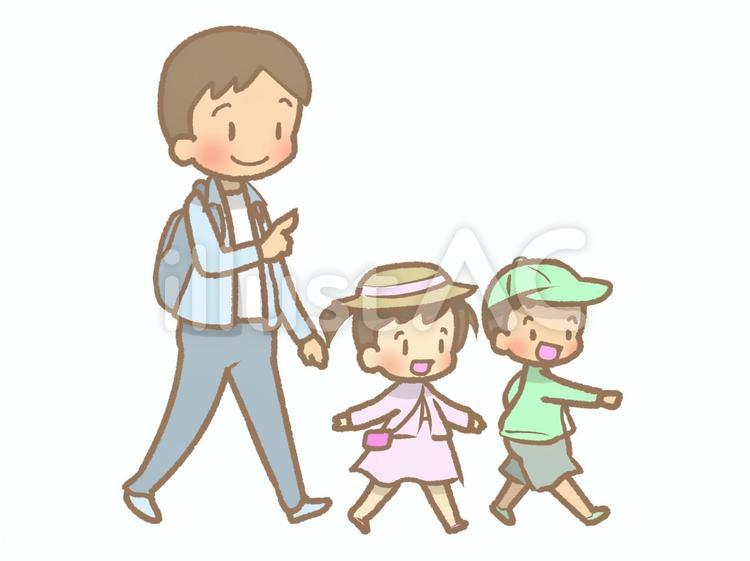 長袖-お出かけ-３人家族210616 家族,外出,全身のイラスト素材