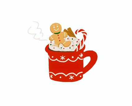 クリスマスドリンク01 ドリンク,クリスマスドリンク,カフェ,ホットドリンク,クリーム,シナモン,ジンジャークッキー,冬,クリスマス,赤のイラスト素材