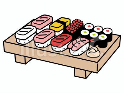 寿司下駄に盛った握り寿司のアイコン