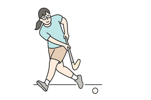 フロアボールを楽しむ女性 フロアボール,ホッケー,室内スポーツ,女性選手,練習,スポーツ女子,競技,運動,チームスポーツ,体育館のイラスト素材