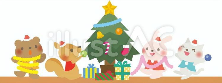 どうぶつたちのクリスマス2 クリスマス,xmas,christmasのイラスト素材