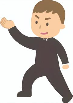 何かを召喚したスーツ男性（光なし） 召喚,取り出す,生み出す,持つ,かざす,頭上,全身,スーツ,男性,会社員のイラスト素材