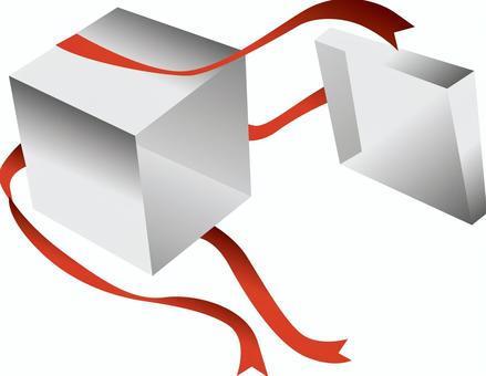 プレゼント箱開く　 プレゼント,箱,フタ,倒れる,リボン,開く,空っぽ,入れ物,立体のイラスト素材