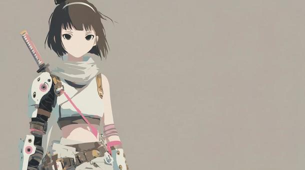 女性戦士と義手アーム