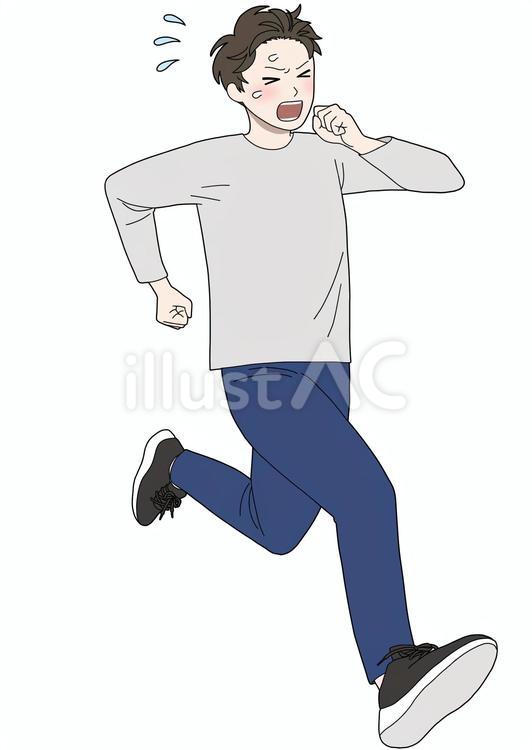 急いで走る男性 全力疾走,急ぐ,急げのイラスト素材