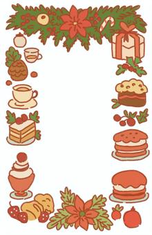 クリスマススイーツのフレーム クリスマス,スイーツ,お菓子,おやつ,食べ物,飲み物,デザート,ケーキ,フレーム,デコレーションのイラスト素材