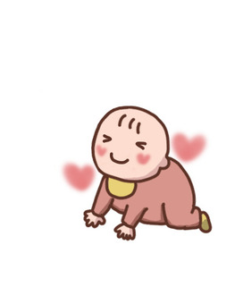 嬉しい気持ちの、かわいい赤ちゃん 笑顔,嬉しい,赤ちゃん,ずりばい,ハートのイラスト素材