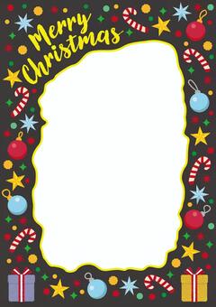 クリスマスフレーム 縦 グレー A4比率 クリスマス,カード,デザイン,枠,リボン,星,merrychristmas,フォント,カラフル,チラシのイラスト素材
