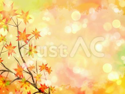 紅葉の水彩背景フレーム