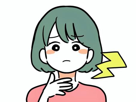のどを抑える女性 風邪,喉,痛い,症状,女性,違和感,イガイガ,乾燥,腫れ,炎症のイラスト素材