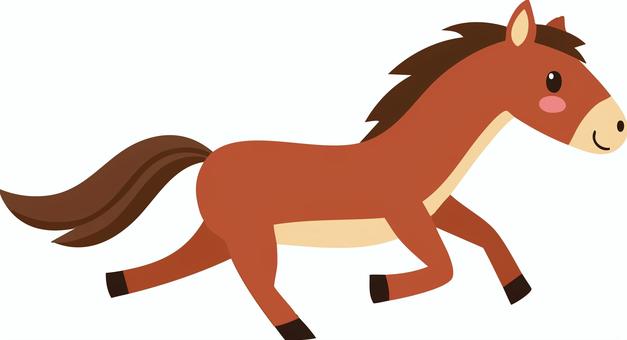 走るかわいい馬 馬,動物,動物園,干支,競馬のイラスト素材