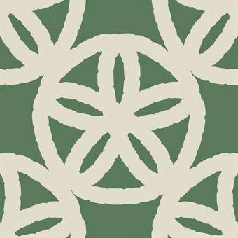和モダンくすみグリーンとベージュパターン モスグリーン,アイボリー,ナチュラル,クラフト感,植物的,幾何学的,北欧,民藝,麻の葉,オーガニックのイラスト素材