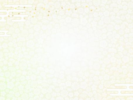 黄色の松竹梅の背景、和柄のフレーム 黄色,金色,和風,背景,花,和柄,松竹梅,コピースペース,かわいい,きれいのイラスト素材